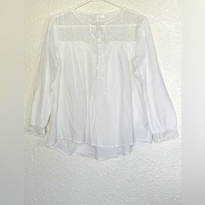 Antropologie Eri + Ali White Long Sleeve Blouse Sz M